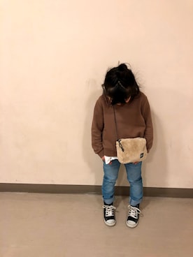 「Right-on（ライトオン）のアイテム（バッグ）」を使った、U-na♡さん（キッズ・120cm）の冬コーディネート