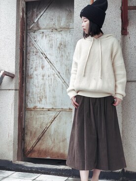 「ACNE（アクネ）のアイテム（キャップ）」を使った、SxxxBaBexxxKさん（レディース・160cm）の冬コーディネート