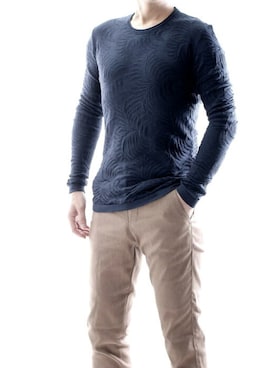 「クルーネックニット」｜【相互】BIN-1 LIMITEDさん（メンズ・170cm）の冬コーディネート