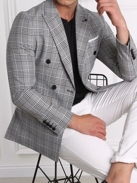 テーラードジャケットを使った グレンチェックジャケット のメンズ人気ファッションコーディネート Wear