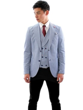 テーラードジャケットを使った ジレ のメンズ人気ファッションコーディネート Wear