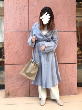 「センタープレスパンツ」｜「アイテム（ワンピース/ドレス）」を使った、miyu☾さん（レディース・156cm）の春コーディネート