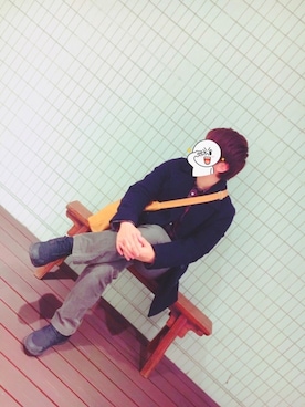 「Right-on（ライトオン）のアイテム（ピーコート）」を使った、Micklowさん（メンズ・163cm）の冬コーディネート