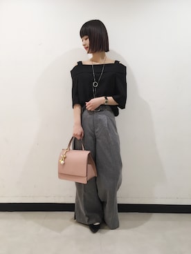 「JEANASIS（ジーナシス）のアイテム（バレエシューズ）」を使った、山形真理さん（レディース・156cm）の春コーディネート