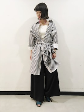 「JEANASIS（ジーナシス）のアイテム（シャツワンピース）」を使った、山形真理さん（レディース・156cm）の春コーディネート