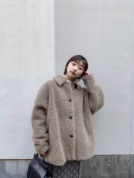 「JEANASIS（ジーナシス）のアイテム（その他アウター）」を使った、山形真理さん（レディース・155cm）の冬コーディネート