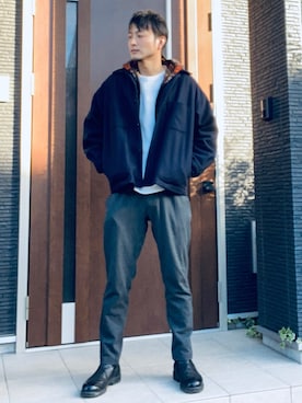 「メルトン」｜「アイテム（その他アウター）」を使った、wizさん（メンズ・176cm）の冬コーディネート