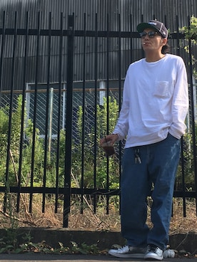 「MARK MCNAIRY（マークマクナイリー）のアイテム」を使った、mtnbさん（メンズ・170cm）の夏コーディネート