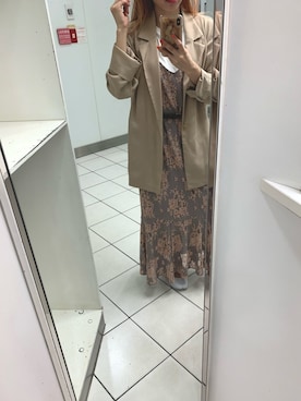 「ADAM ET ROPE'（アダムエロペ）のアイテム（ノーカラージャケット）」を使った、sarasaさん（レディース・154cm）の秋コーディネート