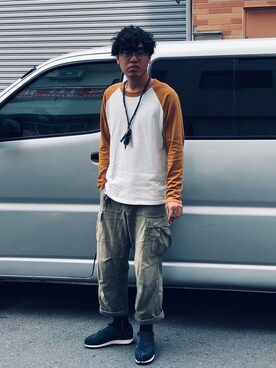 「oqLiq（オークリック）のアイテム（その他シューズ）」を使った、YEn さん（メンズ・181cm）の春コーディネート