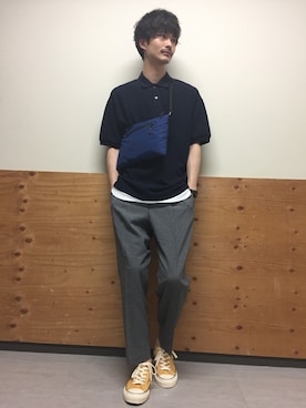 「GLOBAL WORK（グローバルワーク）のアイテム（ポロシャツ）」を使った、たかひろさん（メンズ・179cm）の夏コーディネート
