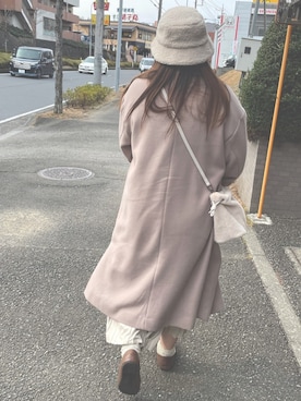 「フユコーデ」｜「アイテム（帽子）」を使った、もも🍑さん（レディース・164cm）の春コーディネート