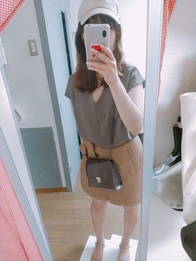 「JUSGLITTY（ジャスグリッティー）のアイテム（キャップ）」を使った、gyogyogyogyogyoさん（レディース・154cm）の夏コーディネート