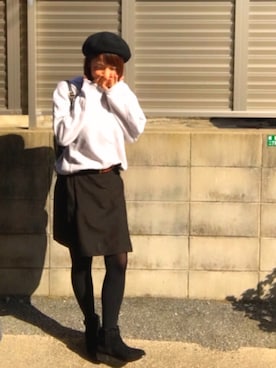 「UNIQLOコーデ」｜「アイテム（ハンチング/ベレー帽）」を使った、midoriさん（レディース・154cm）の秋コーディネート