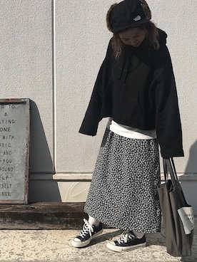 「花柄スカート」｜coccoさん（レディース・152cm）の冬コーディネート