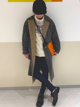 「URBAN RESEARCH Sonny Label（アーバンリサーチサニーレーベル）のアイテム（ステンカラーコート）」を使った、wayuさん（メンズ・169cm）の冬コーディネート