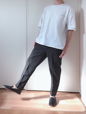 「ステッチ」｜「アイテム（スリッポン）」を使った、wayuさん（メンズ・169cm）の秋コーディネート