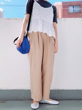 「Samansa Mos2 blue（サマンサモスモスブルー）のアイテム（チノパンツ）」を使った、a-chunさん（レディース・152cm）の秋コーディネート