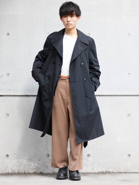 「チロリアンシューズ」｜「アイテム（トレンチコート）」を使った、ひろやさん（メンズ・175cm）の冬コーディネート