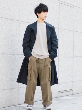 「m47」｜「アイテム（トレンチコート）」を使った、ひろやさん（メンズ・175cm）の春コーディネート