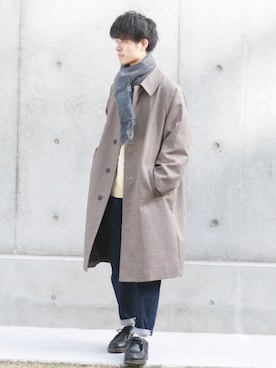 「アイテム（ステンカラーコート）」を使った、ひろやさん（メンズ・175cm・20代）の冬コーディネート