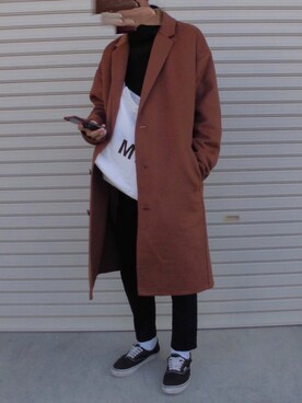「MHL.」｜「アイテム（チェスターコート）」を使った、zaoldyeck(ゼノ)さん（メンズ・167cm）の冬コーディネート