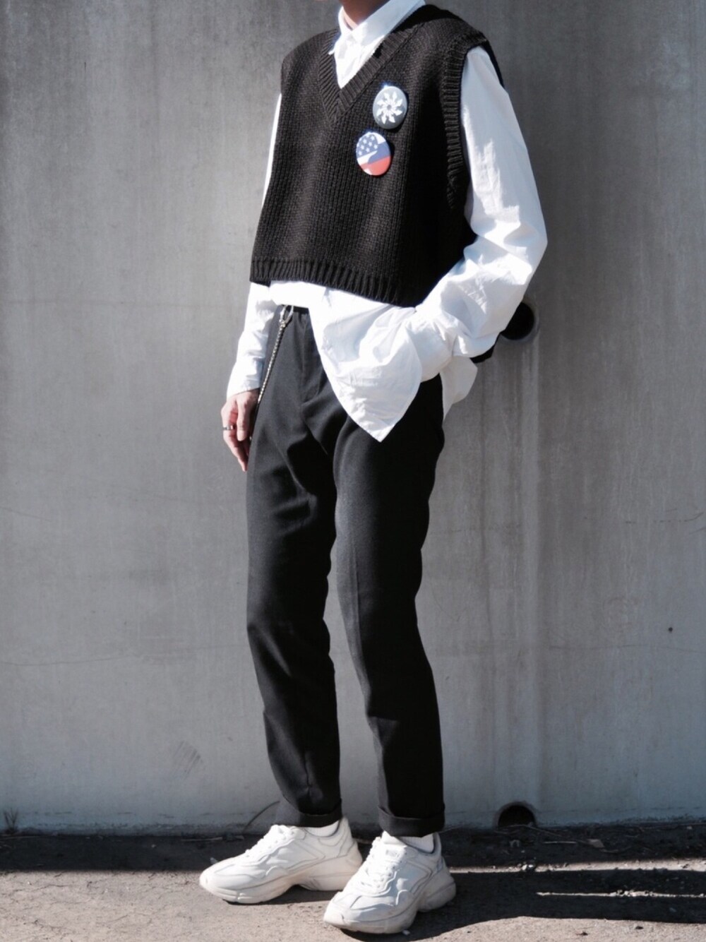「キレイめ、モノトーン、モノトーンコーデ、モード系、モード、シンプル、シンプルコーデ、シンプルスタイル」｜「Gosha Rubchinskiyのアイテム（アクセサリー、ブラック系）」を使った、zaoldyeck(ゼノ)さん（メンズ・168cm）の冬コーディネートの1枚目の写真
