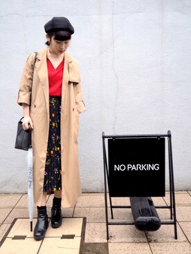 「スプリングSENSEOFPLACE」｜「アイテム（トレンチコート）」を使った、エンドウマコさん（レディース・162cm）の春コーディネート