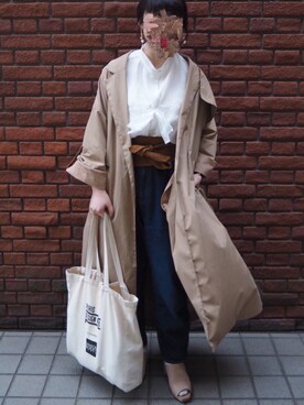 「スプリングSENSEOFPLACE」｜「アイテム（トレンチコート）」を使った、エンドウマコさん（レディース・162cm）の春コーディネート