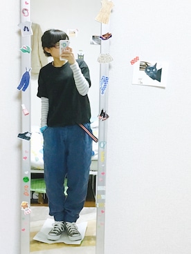 「min@RNA（ミンアットアールエヌエー）のアイテム」を使った、こにーさん（レディース・153cm）の春コーディネート