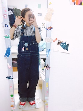「orSlow（オアスロウ）のアイテム（オールインワン・サロペット）」を使った、こにーさん（レディース・153cm）の夏コーディネート