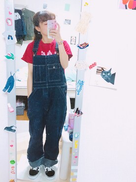「orSlow（オアスロウ）のアイテム（オールインワン・サロペット）」を使った、こにーさん（レディース・153cm）の夏コーディネート