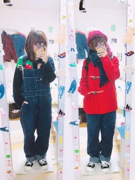 「orSlow（オアスロウ）のアイテム（オールインワン・サロペット）」を使った、こにーさん（レディース・153cm）の冬コーディネート