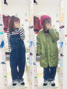 「orSlow（オアスロウ）のアイテム（オールインワン・サロペット）」を使った、こにーさん（レディース・153cm）の冬コーディネート
