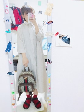「ユニクロ」｜「アイテム（サンダル）」を使った、こにーさん（レディース・153cm）の春コーディネート