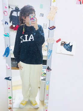 「アイテム（ヘアバンド）」を使った、こにーさん（レディース・153cm）の秋コーディネート