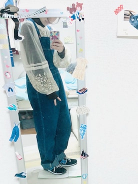 「orSlow（オアスロウ）のアイテム（オールインワン・サロペット）」を使った、こにーさん（レディース・153cm）の春コーディネート