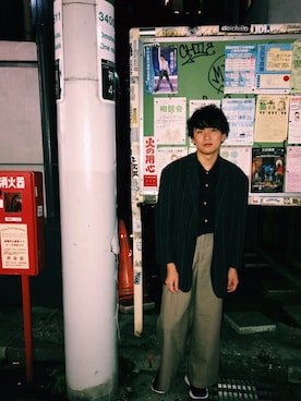「Y's（ワイズ）のアイテム（チェスターコート）」を使った、J.Tさん（メンズ・168cm）の秋コーディネート
