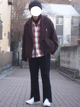 「sunsea」｜「アイテム（ライダースジャケット）」を使った、yuuichroさん（メンズ・168cm）の冬コーディネート