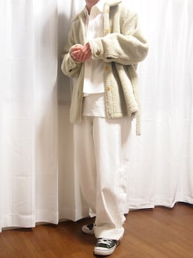 「白デニム」｜「アイテム（その他アウター）」を使った、yuuichroさん（メンズ・168cm）の冬コーディネート