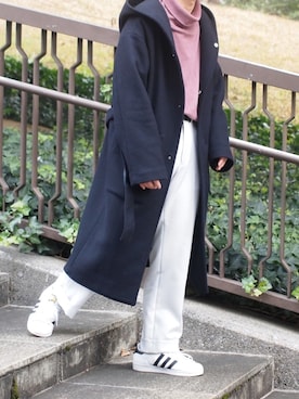 「フードコート」｜「アイテム（チェスターコート）」を使った、yuuichroさん（メンズ・168cm）の冬コーディネート