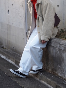 「UNIQLO（ユニクロ）のハイライズワイドストレートジーンズ（デニムパンツ）」を使った、yuuichroさん（メンズ・168cm）の春コーディネート