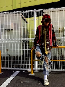 「Levi's（リーバイス）のアイテム（デニムパンツ、ブルー系）」を使った、vestman'sさん（メンズ・175cm）の冬コーディネート