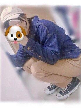 「one after another NICE CLAUP（ワンアフターアナザーナイスクラップ）のアイテム（キャップ）」を使った、ぺさん（レディース・155cm）の春コーディネート