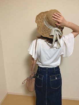 「JOURNAL STANDARD（ジャーナルスタンダード）のアイテム（デニムスカート）」を使った、ぴのうえさん（レディース・160cm）の夏コーディネート
