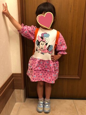 「Disney（ディズニー）のアイテム（ワンピース、ピンク系）」を使った、hahoさん（レディース・150cm）の春コーディネート