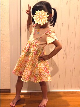 「HAPPY MAILのアイテム（ワンピース、オレンジ系）」を使った、hahoさん（レディース・150cm）の夏コーディネート