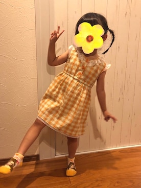 「HAPPY MAILのアイテム（ワンピース、オレンジ系）」を使った、hahoさん（レディース・150cm）の夏コーディネート