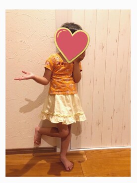 「BeBe（ベベ）のアイテム（Tシャツ/カットソー、オレンジ系）」を使った、hahoさん（レディース・150cm）の夏コーディネート
