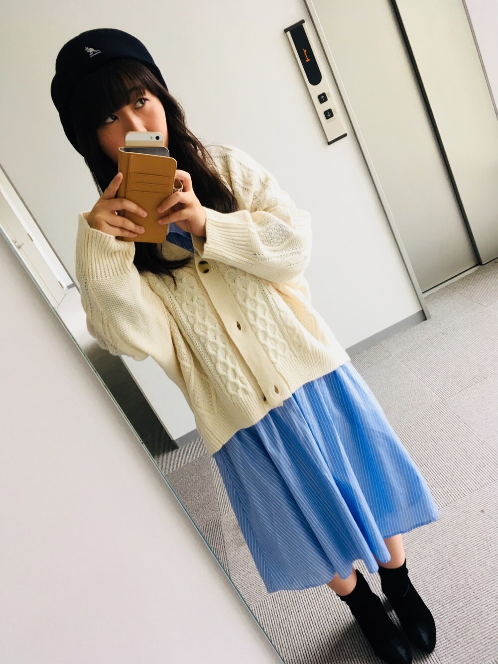 「オーバーサイズ、ストリート服が好き、カンゴール、80's、今日のコーデ、秋冬」｜「Right-onのアイテム（ニット/セーター、ベージュ系）」を使った、momoKoさん（レディース・150cm）の秋コーディネートの1枚目の写真